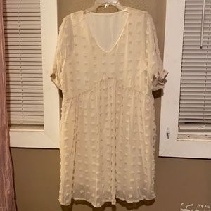 Swiss dot off white mini dress loose fit